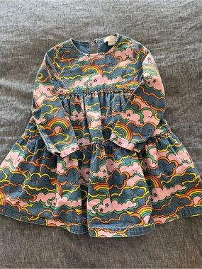 Stella McCartney Kids Blue, Pink & Yellow Rainbow Cloud Dress